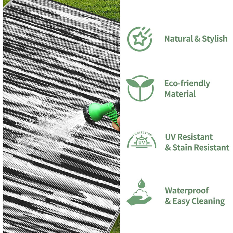 Tapis d'extérieur en plastique imperméable réversible Shimeek, Rectangle 9 pi x 12 pi