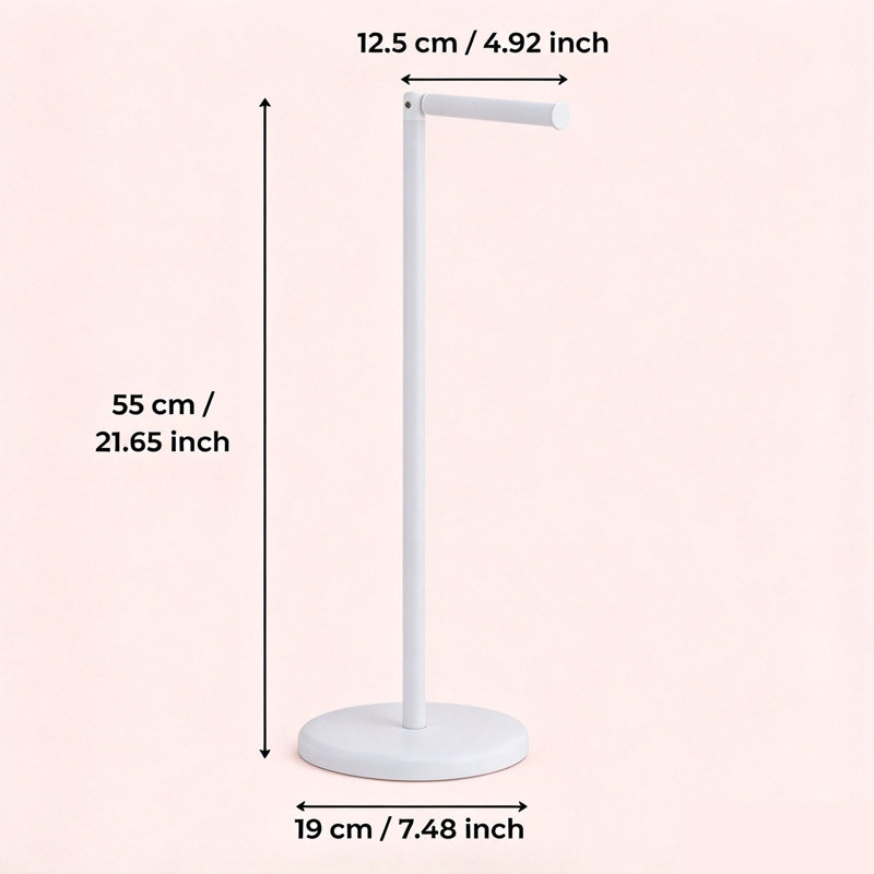 Stylish White Toilet Roll Holder Free Standing 55 x 19 x 19 cm