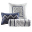 Superbe assortiment d'édredon bleu marine 7 pièces - détail édredon, taies décoratives, oreillers et jupe de lit-131376123-131376126