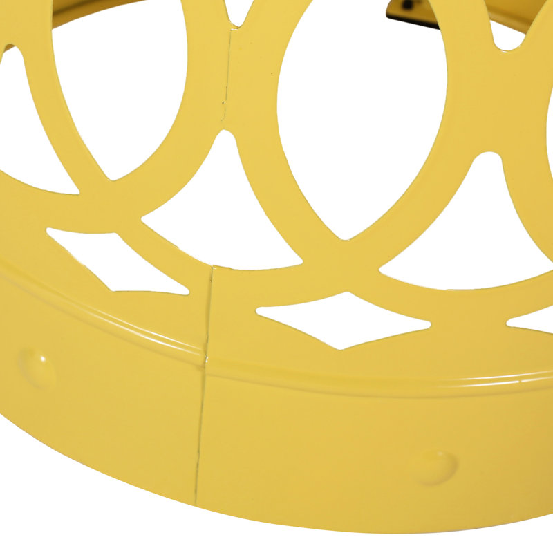 Outdoor Metal End Table - Large, Yellow, Minimalist Iron Cut Framework, Powder-Coated Iron, No Assembly Side Design For Allure, Required