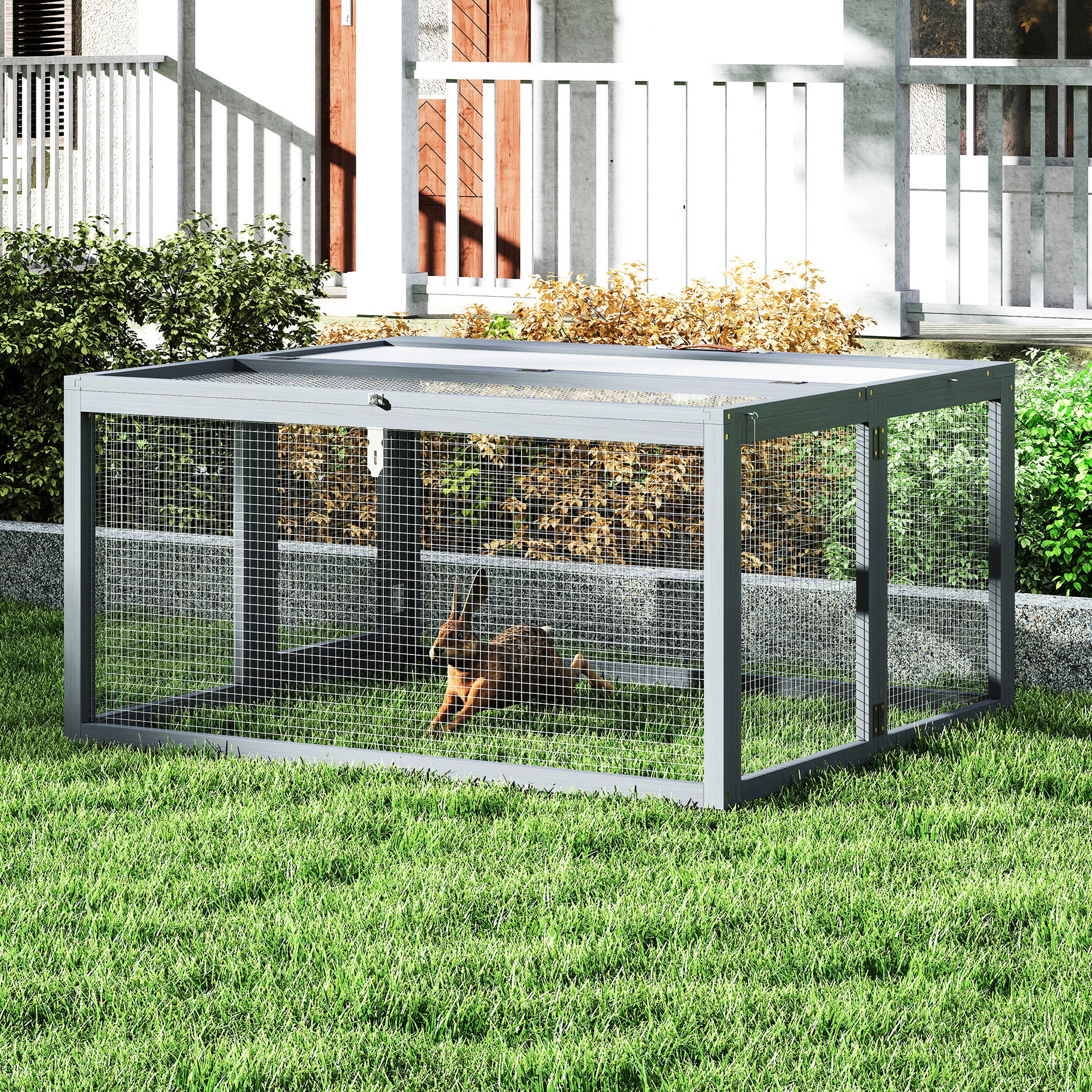 Latitude Run® Folding Rabbit With Lockable Doors, Gray Finish, Made Of ...