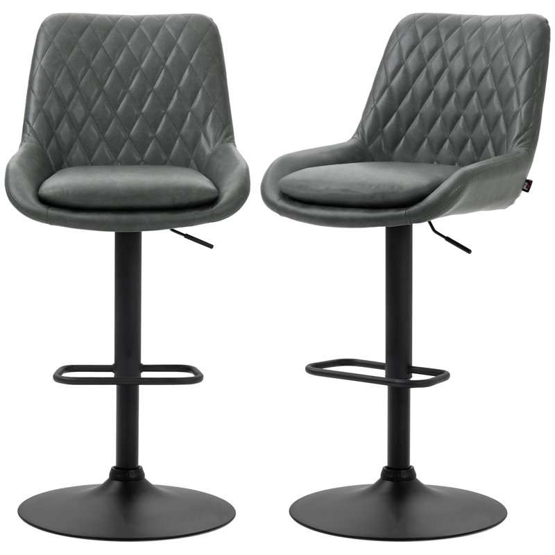 Swivel Upholstered Adjustable Height Counter Stool with Metal Frame