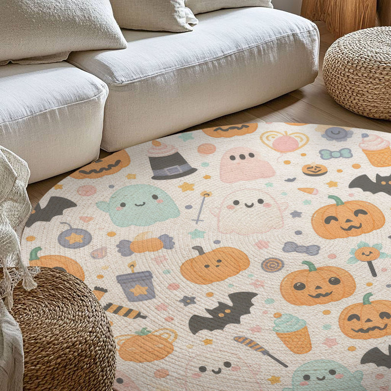 Light Haunted Whispers Braided Rug, Round 5'