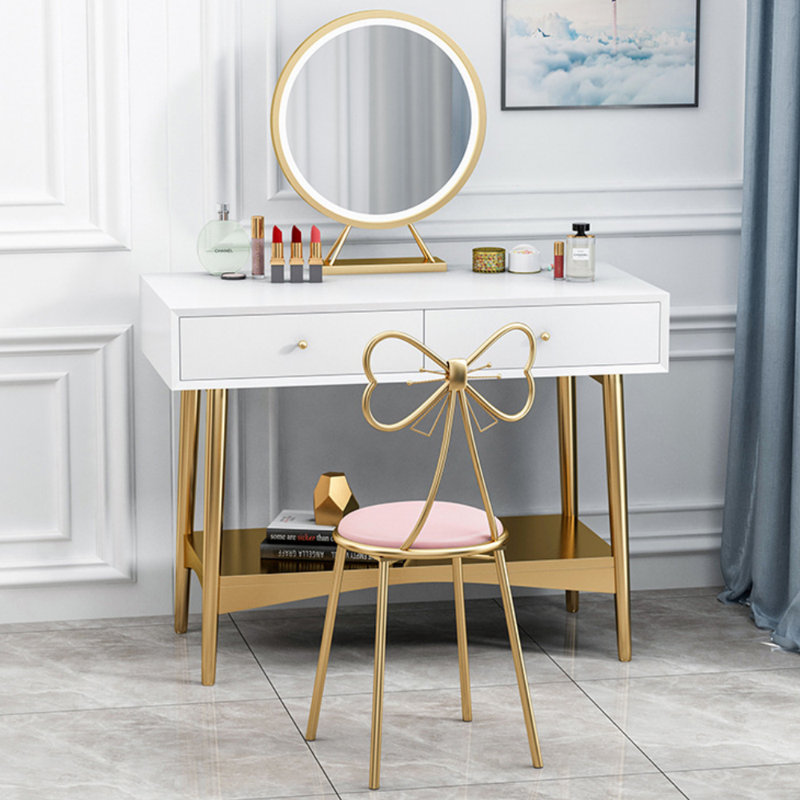 Tabouret de coiffeuse en flanelle / cuir 2 pièces