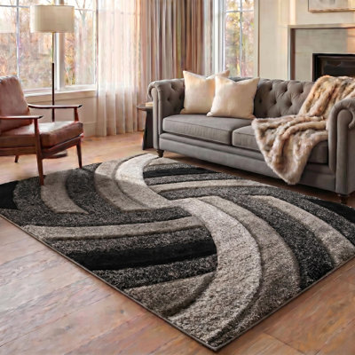 Frio Grey/Black Shaggy Indoor Rug