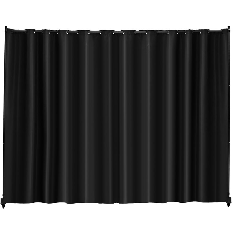 Paravent pour bureau et chambre à coucher, panneau noir en alliage d'aluminium de 121,5 po x 17,7 po et 96,7 po, support renforcé, flexible n'importe où, imperméable