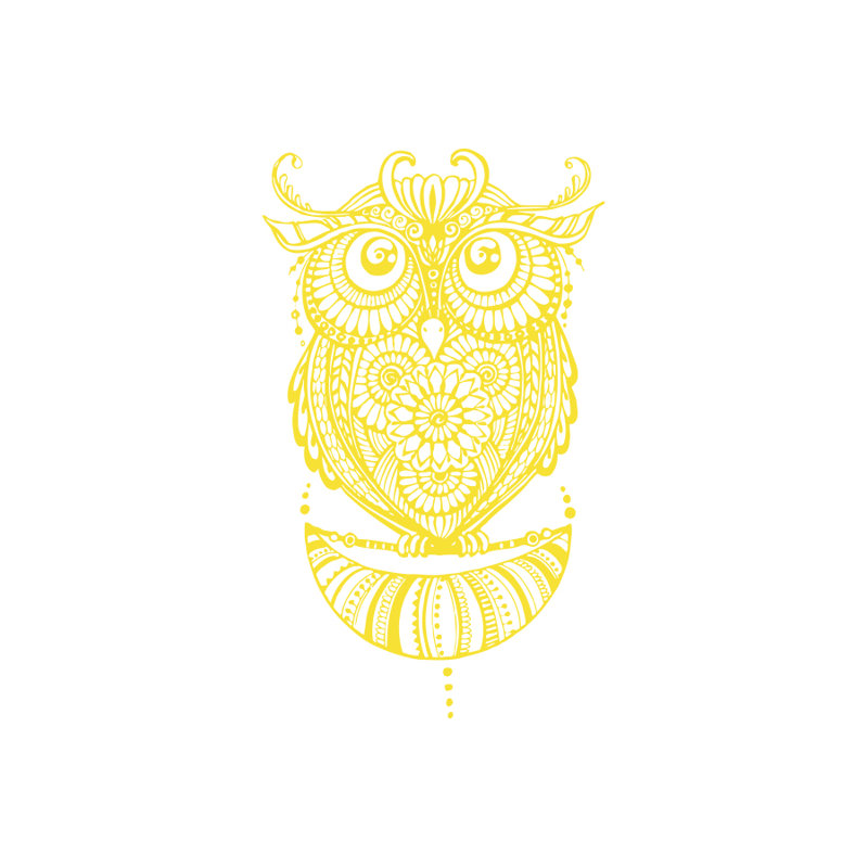 Décalcomanie murale hibou Shelia, Jaune