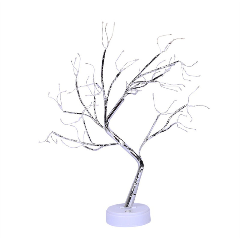 LED Beads Copper Wire Tree Branch Night Light Touch-Sensitive Switch Decorative Table Lamp Battery And USB Operated