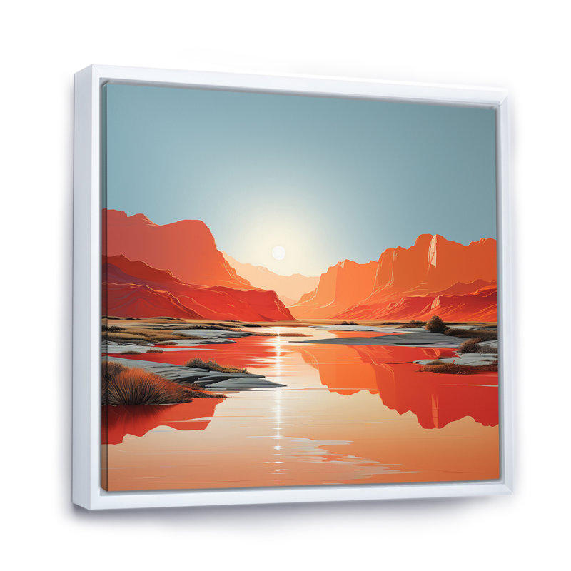 «Bold Sunrise Horizon II», reproduction, H 16 po x l 16 po x P 1 po, Cadre flottant blanc