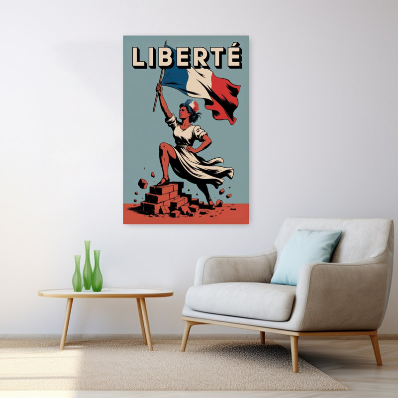 Art mural rétro français classique, H 48 po x l 32 po
