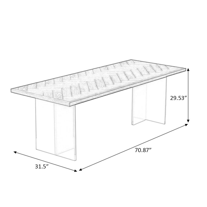 Table de salle à manger Modern, H 29,53 po x L 70,87 po x l 31,5 po
