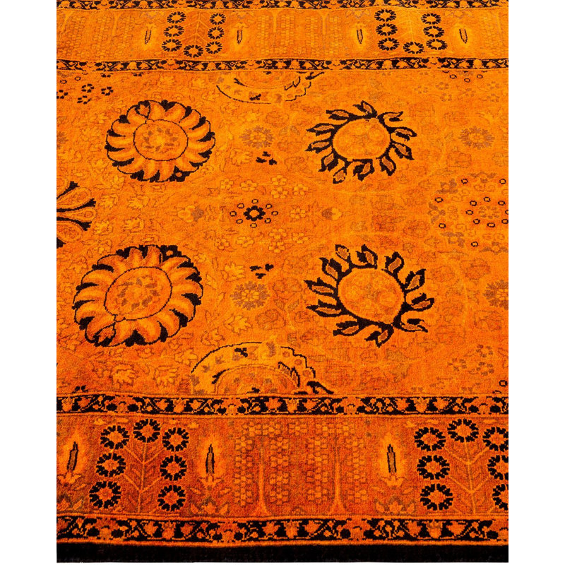 Tapis orange noué à la main de conception unique Holsworth