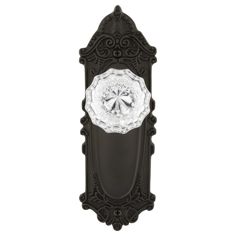 Victorian Plate with Crystal Door Knob, Oil-Rubbed Bronze