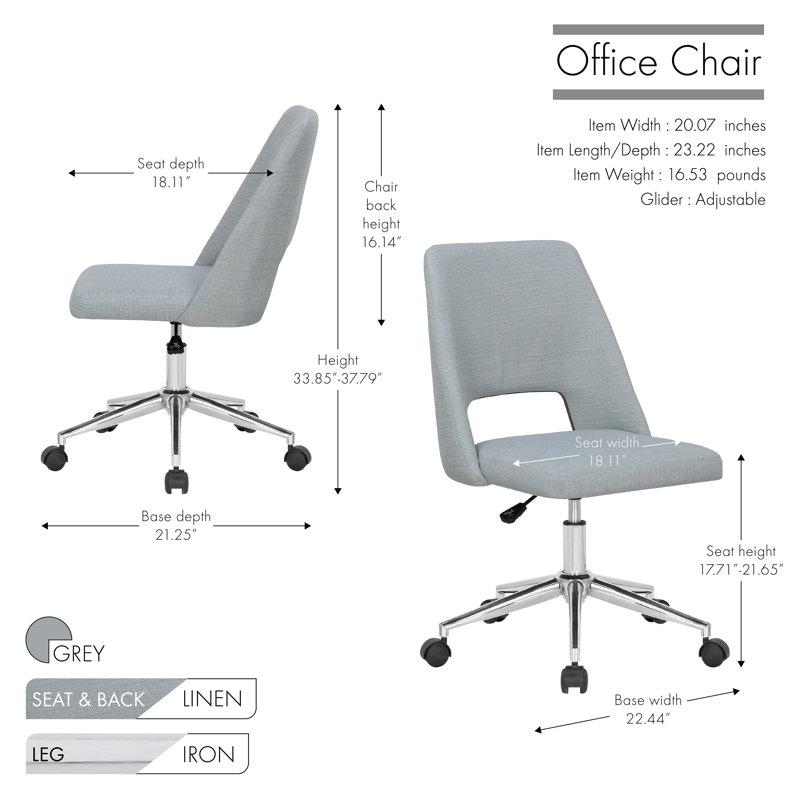 Amboy Linen Task Chair, Gray