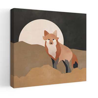 Mod, renard boho, art abstrait moderne, paysage de forêt