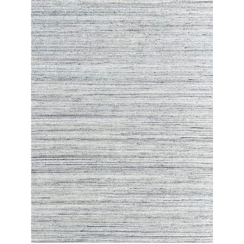 Tapis gris en laine noué à la main gris, 9 pi x 12 pi