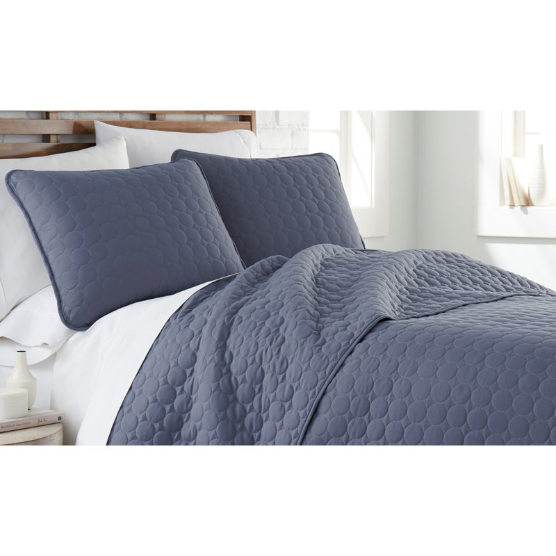 Steel Blue Full Microfiber Quilt Set with Shams