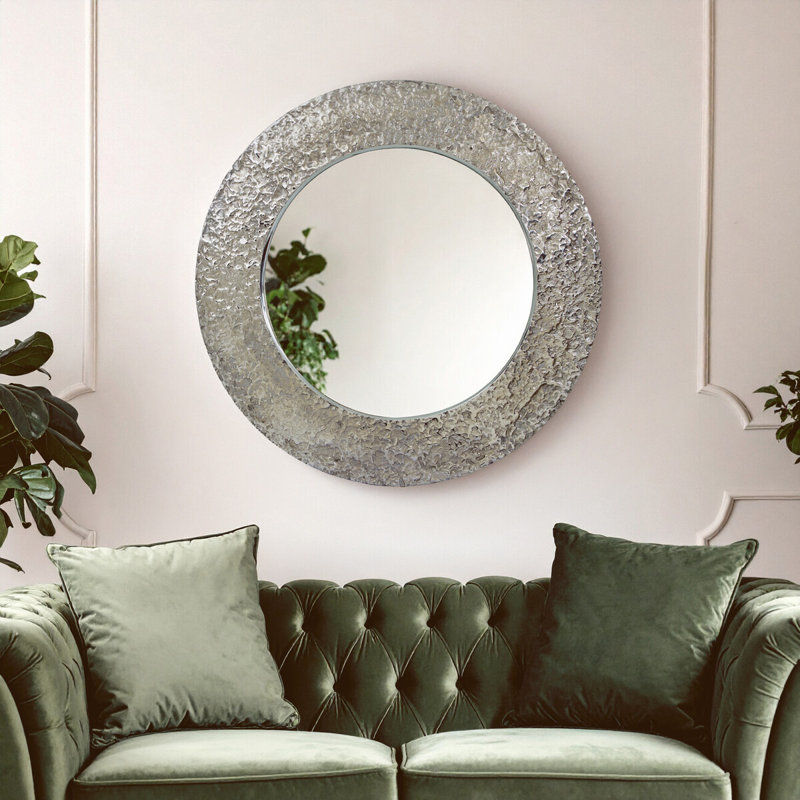 Corinne Metal Flat Wall Mirror, Nickle/Black