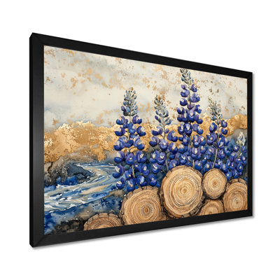 «Jabien Blue Bonnets Flowers On A Wood Slide Landscape I - Blue Bonnets», art mural