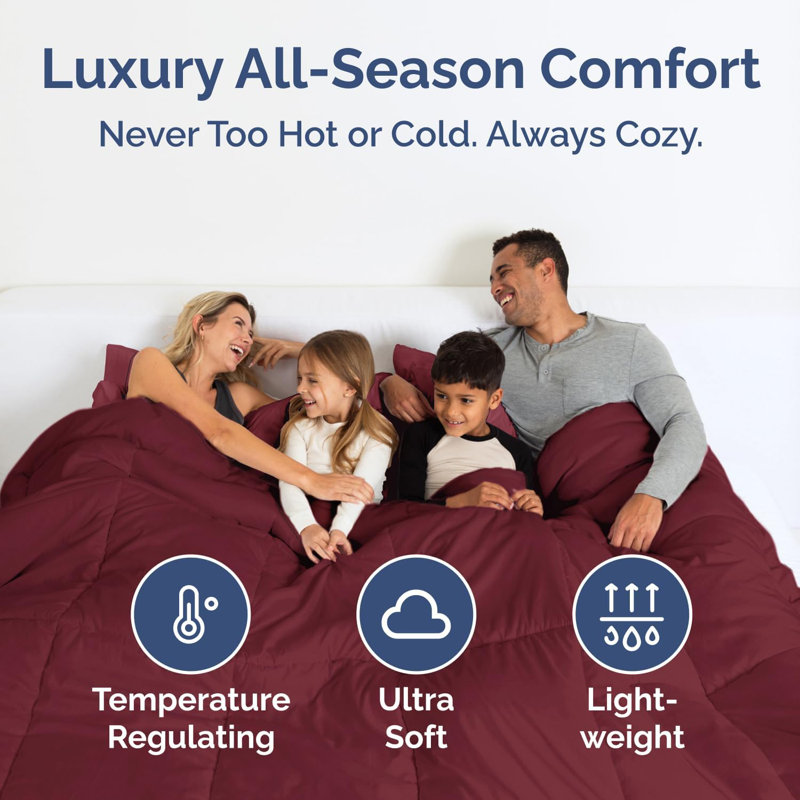 Goose Down Alternative Comforter – All Season, Warm & Lightweight, Ultra Soft Fluffy Duvet Insert, Twin, Burgundy