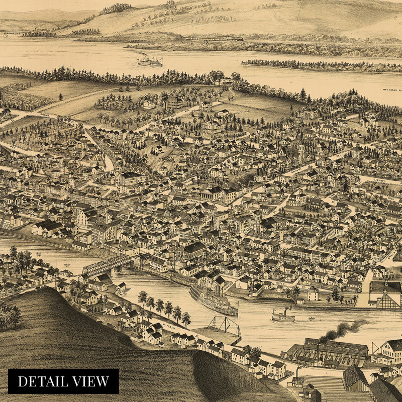 1889 Catskill, carte de New York, H 24 po x l 36 po