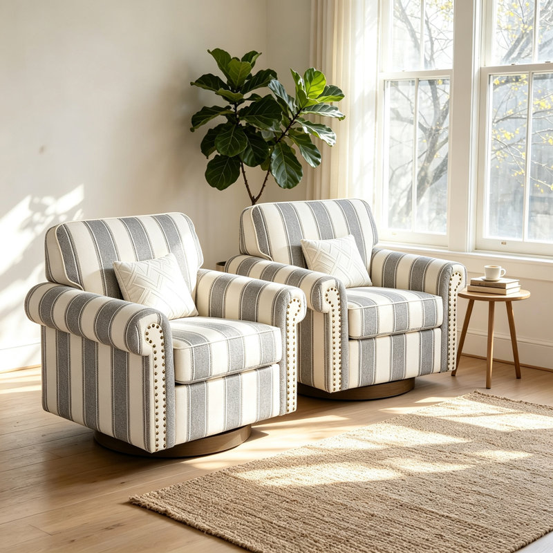 Fauteuil pivotant à 360 degrés, Rayures, gris clair