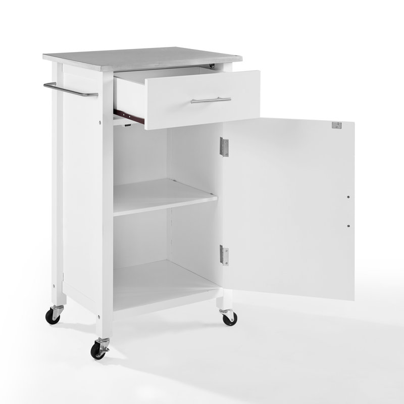 Kitchen Island, Stainless steel, White