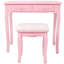 Ensemble de coiffeuse avec miroir et tabouret rembourré Pink Princess
