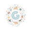 Lettre illustrée G bleue - impression-52820153-52820154-52820155