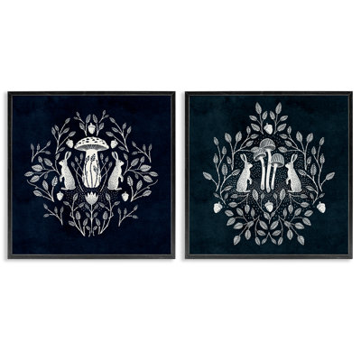  «Boho Miroired Floral Bunnies», ensemble de 2 giclées par Katie O'Shea