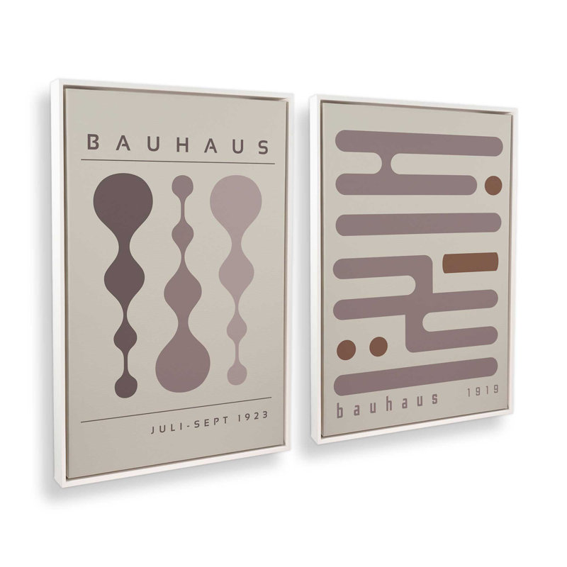 Ensemble de 2 circuits rétro taupe chaud, Cadre flottant blanc opaque, H 19 po x l 26 po
