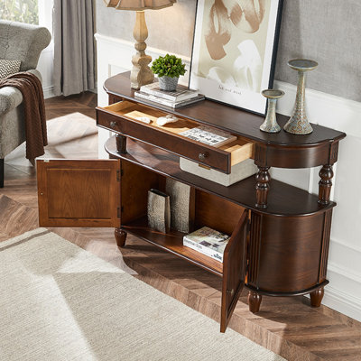Console demi-cercle en bois massif brun noisette