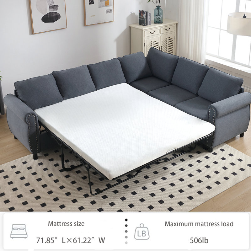 Canapé-lit modulaire convertible en forme de L convertible, canapé d'angle multifonctionnel pour le salon, Polyester gris