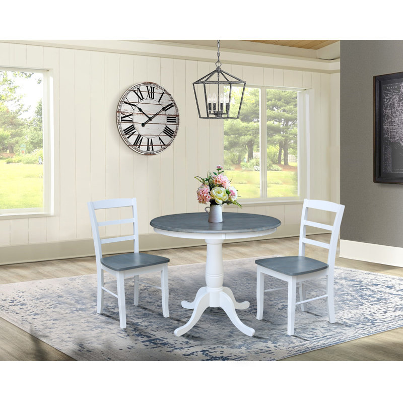 Draydin 2 - Person Solid Wood Dining Set, 	White/Heather Gray