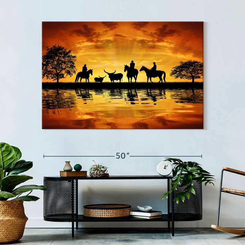 Impression sur toile de Western Western Wetland Cowboys, H 34 po x l 51 po x P 1,25 po