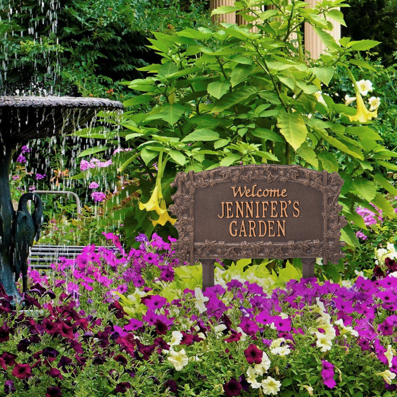 Enseigne de jardin personnalisée ivy treillis welcome, Cuivre antique, Oui
