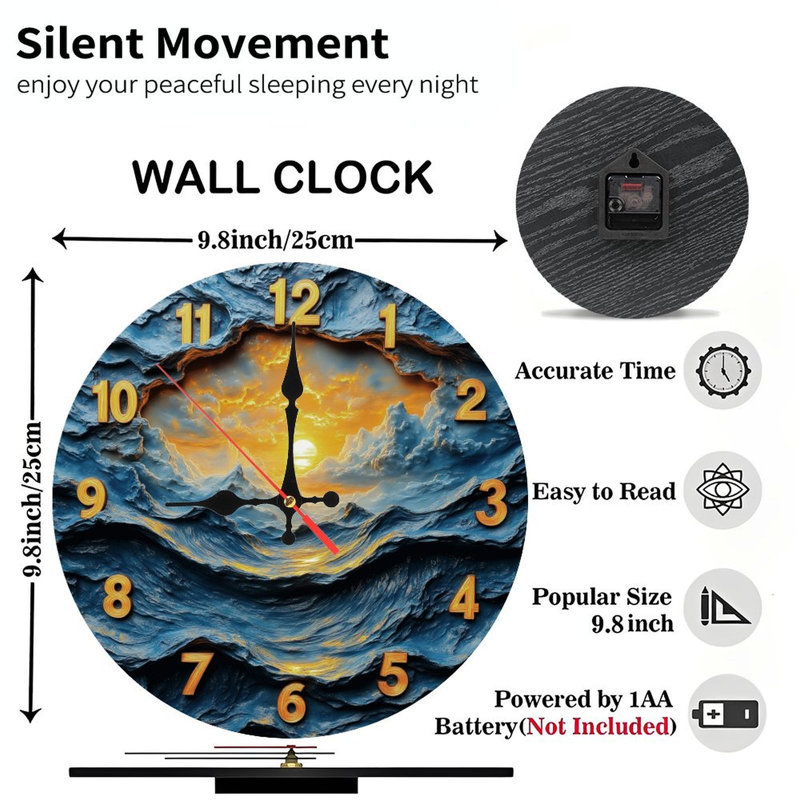 Horloge avec coucher de soleil sur l'océan