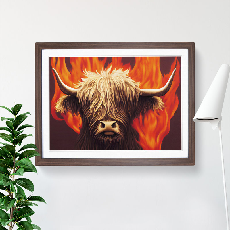 Unforgettable Highland Cow - Framed Print, 34cm H x 46cm W x 2cm D, Walnut Framed