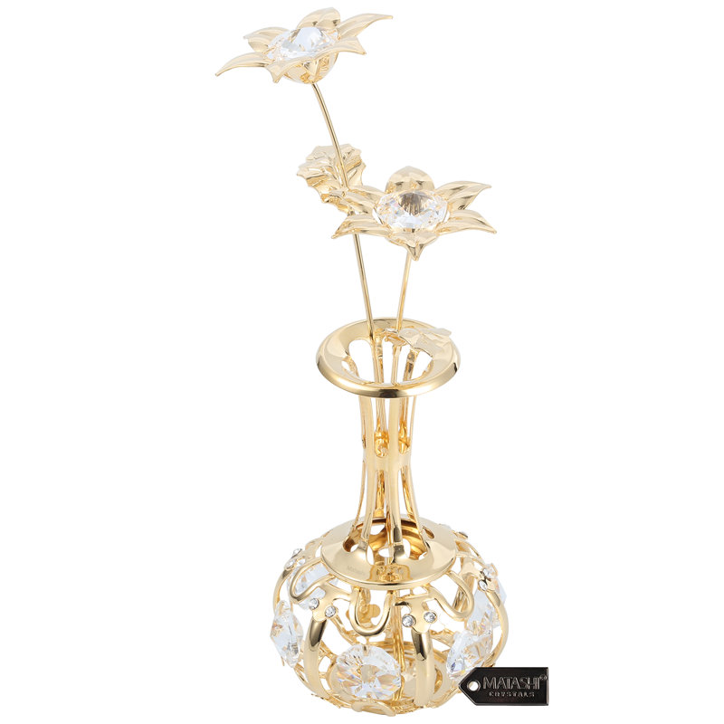 Sculpture de tournesols dans un vase, Doré