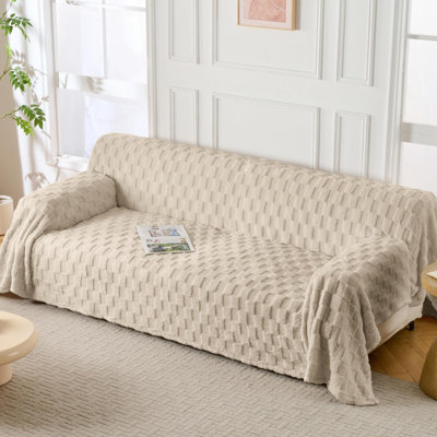 Brown 91"x134" Washable Sofa Slipcover for 3 Cushion Couch, Non-Slip Caramel Sofa Cover