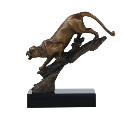 Perched Predator Sculpture On Marble Base