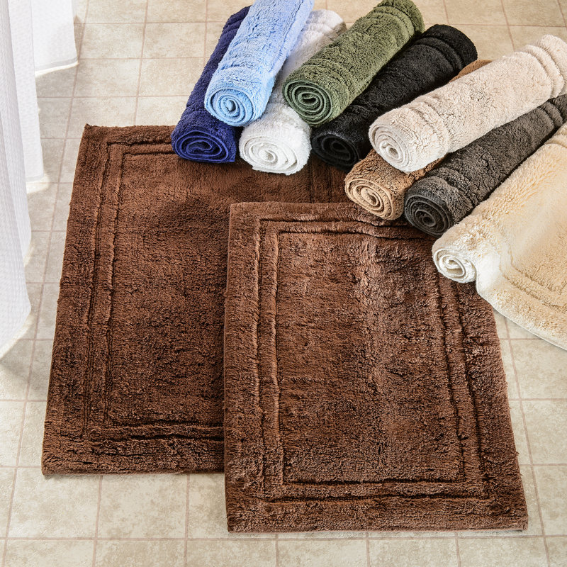 Cream Cotton Non-Slip 2-Piece Bath Rug Set