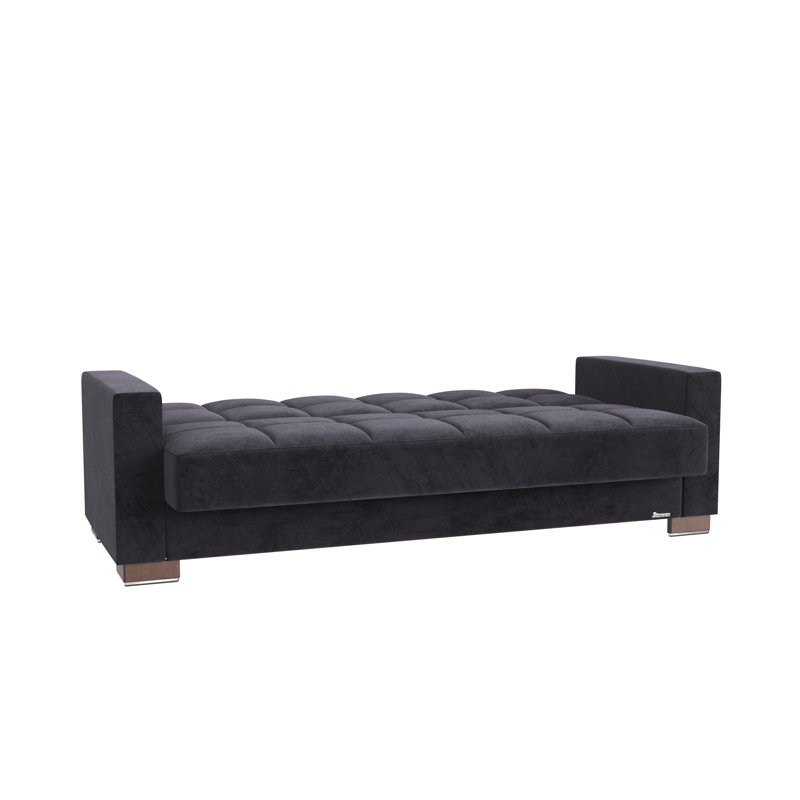 Canapé-lit rembourré convertible avec rangement, Noir