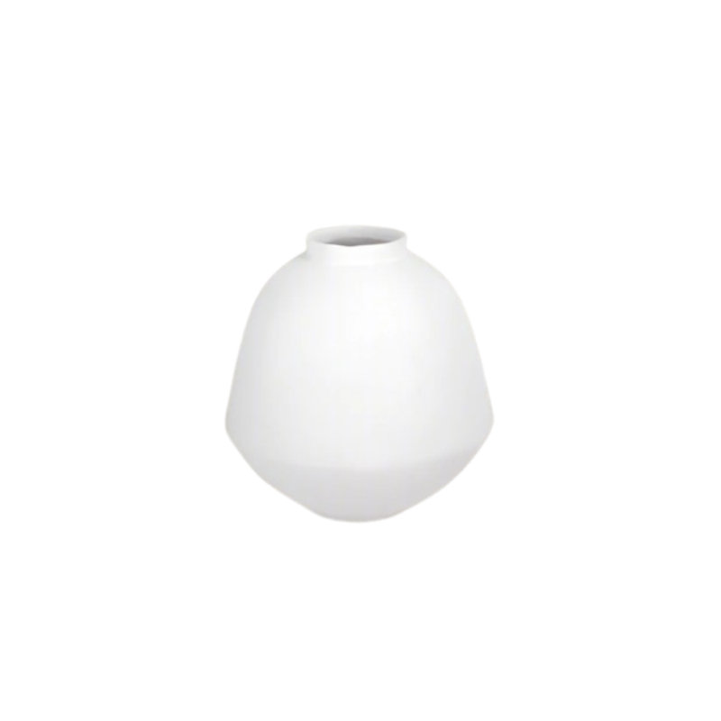 Vase en terre cuite blanc, H 9,75 po x l 9,75 po x P 9,75 po