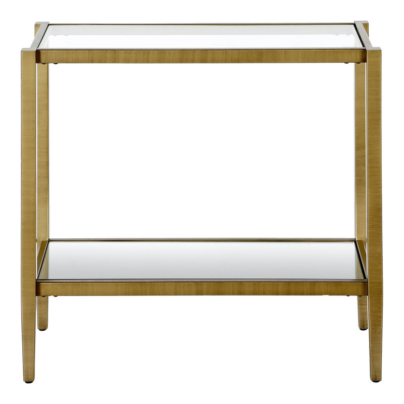Hera Glass Top End Table, Brass