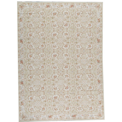 Hand-Knotted High-Quality Beige and Beige Area Rug