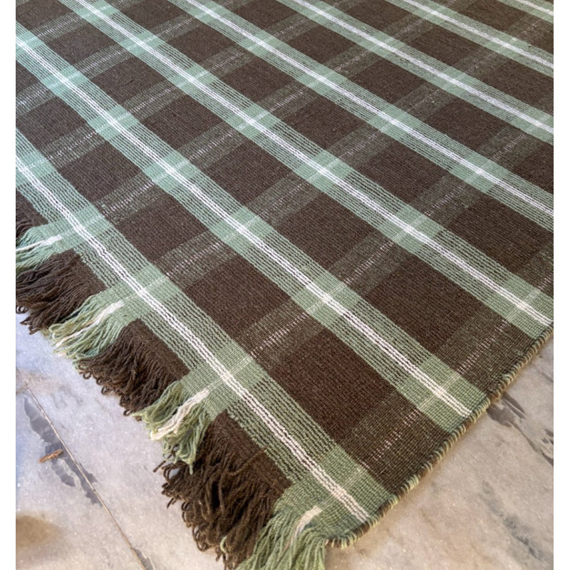 Wool Plaid Area Rug, Rectangle 9' x 12'