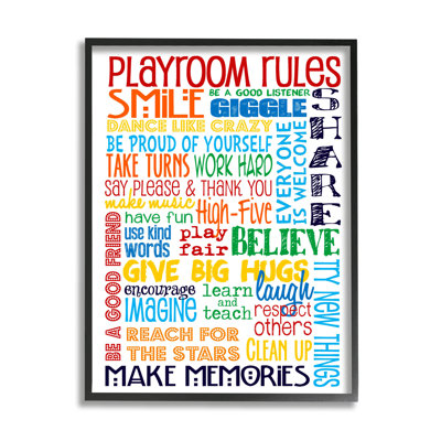 «Rainbow Playroom Rules Smile Textured», estampe numérique encadrée par Erica Billups