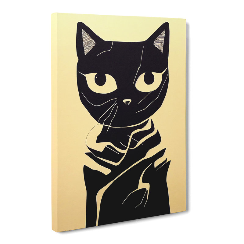 CAN-V0523-377X Cat Gestural - Wrapped Canvas Print, 60cm H x 40cm W x 3cm D