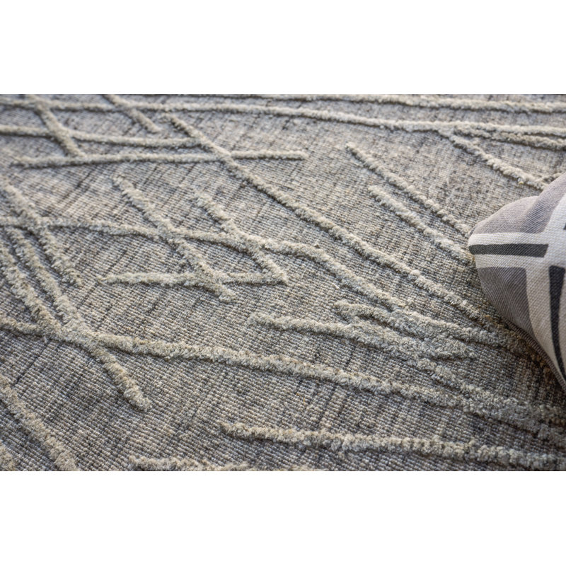 Crescendo Hand Loomed Geometric Area Rug in Beige, Rectangle 8' x 10'